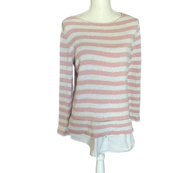 Chadwick’s Stripe Sweater With Blouse Size Medium - Picture 1 of 3